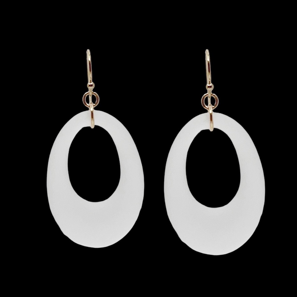 14k Gold Filled frosted rock crystal hoop earrings - GM946